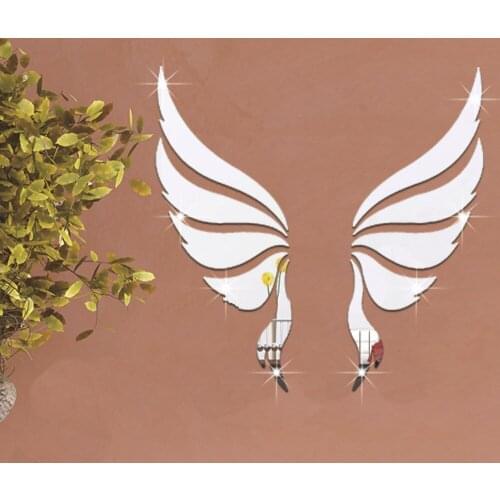 JM124 Angel Wings Decoration 3D Three-dimensional Removable Self Adhesive Acrylic Mirror Wall Sticker