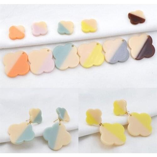 5pcs/lot New Arrival Resin Flower Patchwork Connectors Charms For DIY Earrings Necklaces Jewelry Making Acrylic Beads with Hole