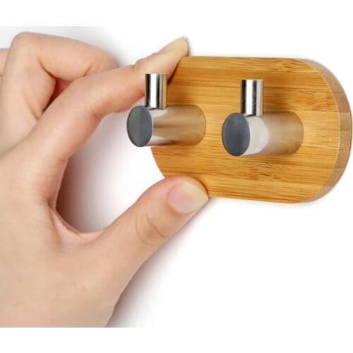 60PC Bamboo Towel Hooks Stainless Steel Strong Suction Bathroom Kitchen Decorative Rack Key Holder Hat Bag Clothes Shovel Hanger