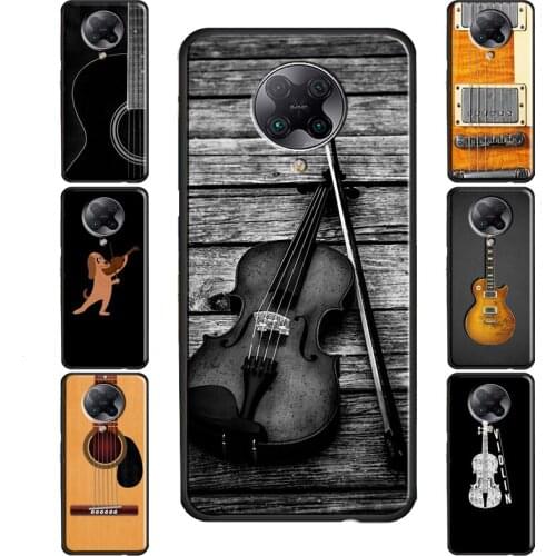 Musical Violin Guitar Case For POCO X3 Pro M3 F2 F3 Cover For Xiaomi Mi 11 Lite Ultra Mi Note 10 Lite 9T 10T Pro