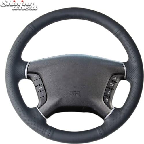 Shining wheat Black Genuine Leather Car Steering Wheel Cover for Mitsubishi Pajero 2007-2014 Galant 2008-2012