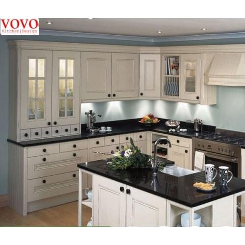 American style solid wood kitchen cabinet design