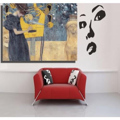 Home Decor Wall Art Gustav Klimt Music 100%handmade canvas painting art Abstract Oil Painting Canvas for living room no Framed