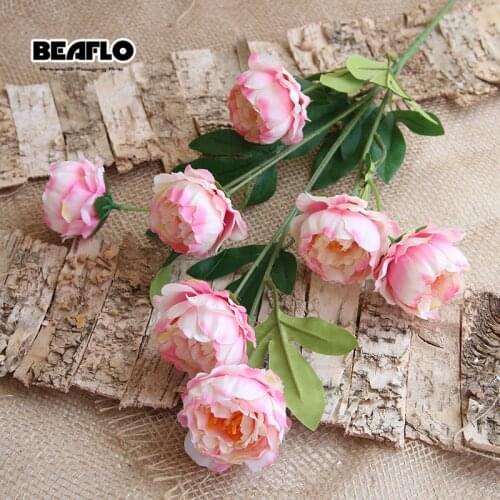 75cm Long Bouquet Artificial Flowers Peony Flower Rose Camellia Silk Fake 7 Heads flores for DIY Home Party Wedding Decoration