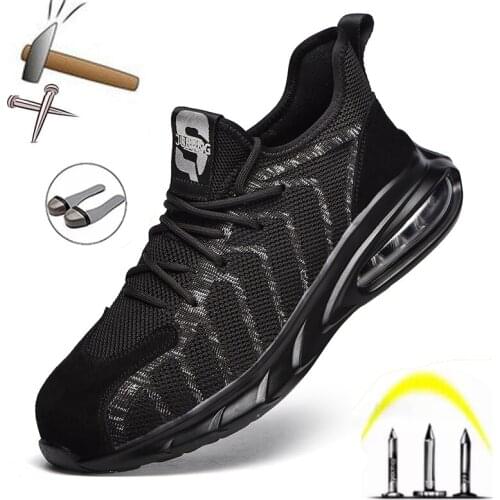 Lightweight safety shoes breathable mens steel-toed shoes work shoes anti-piercing sporty soft fashionable womens work boots