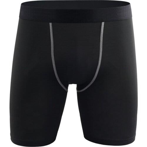Summer Solid Black Training Compression Trousers Men Sport Wear Quick Dry Breathable Fitness Workout Gym Running Shorts