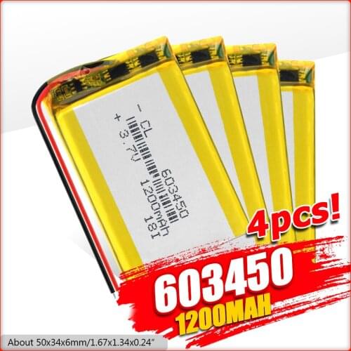 3.7v 1200mAh 603450 Lithium Li-ion Polymer Battery for GPS PSP DVD MP4 mobile video game E-books PAD tablet PC Bluetooth Speaker