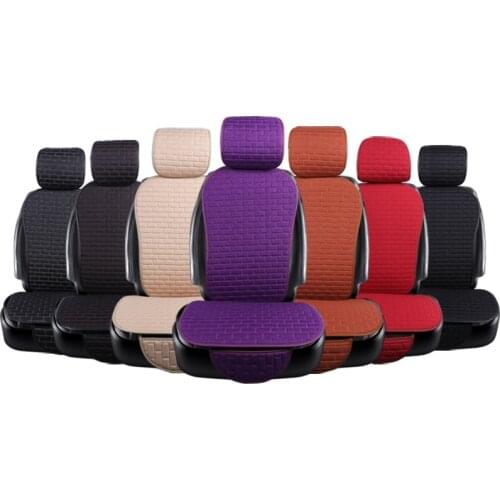 Flax Car Seat Cover Front Seat Cushion Pad Protector Mat With Backrest for Auto Car Interior Accessories Four Season Universal