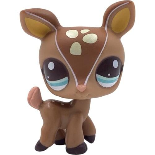 LPS CAT Old original pet shop toys deer #2499 Fawn Mommy Brown Tan Beige Spots Blue Dot Eyes for girls collection