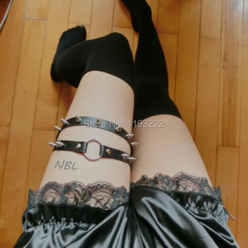Mulitiway Wear!! Handcrafted Harajuku Punk Rock Studded Heart O-ring Garter Belt PU Leather Leg Belt Ring