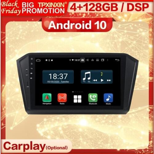 4+128G Carplay 2 Din Android 10 Screen Multimedia Stereo Receiver For VW PASSAT 2015 2016 GPS Radio Audio Video Player Head Unit