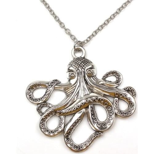 New Hot Big Octopus Necklace Retro Alloy Marine Animal Pendant Long Chain Men and Women Party Souvenir Friends Gift Choker
