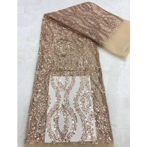 Latest african lace fabric high quality lace net tulle with sequins and beads S-6886810 french lace fabric african fabric