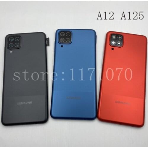 Full Set Samsung Galaxy A12 A125 Battery Back Cover Door Rear Housing Case Replacement A 12 Phone Case With Camera Lens