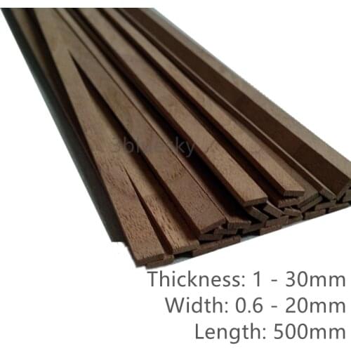 Custom Natural Genuine American Black Walnut Wood Bar DIY Material 50cm x 2/3/4/5/6/7/8/9/10/12/15mm 0.6-15mm Thick
