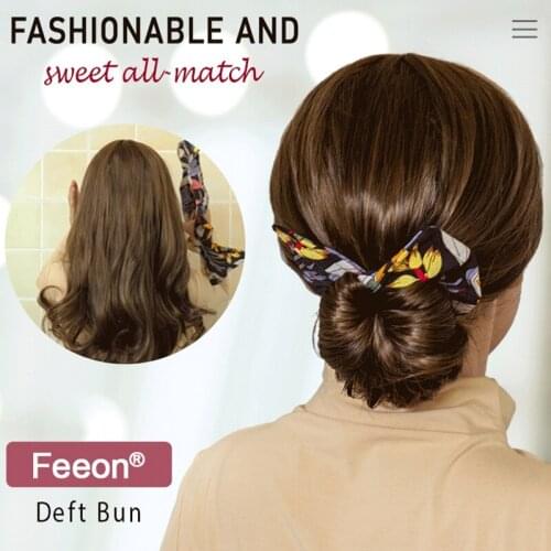 1PC New Design Feeon Deft Bun Summer Chiffon Hairband Women Bow Headband Print Hairpin 6 Colors Tie Hair Rope Drop Shipping