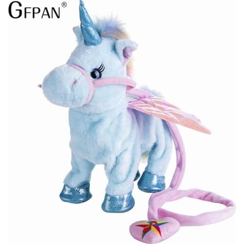 Drop Shipping Magic Walking Unicorn Plush Stuffed Animal Electronic Music Newborn Player Toy For Children Christmas Gifts
