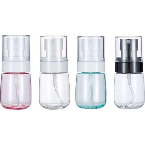 Empty Transparent Pink Blue Plastic Bottle New White Spray Pump 30ml 60ml 80ml Cosmetic Packaging Refillable Container 30pieces