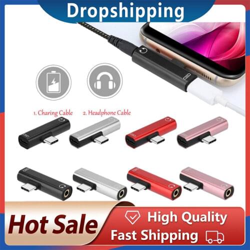 Type C Splitter Audio Adapter 3.5mm Jack Charging Connector For IPhone Mini Earphone Jack Converter For Xiaomi Huawei Type C