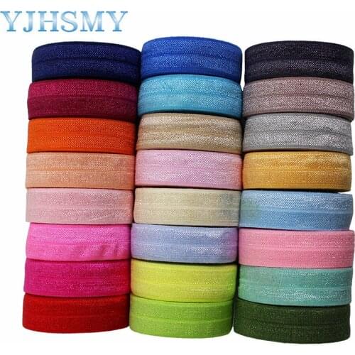10yards 5/8'' Solid color bow-knot Foldover Elastics Hair Ties Headbands Hair ring DIY handmade accessories E-20421-554