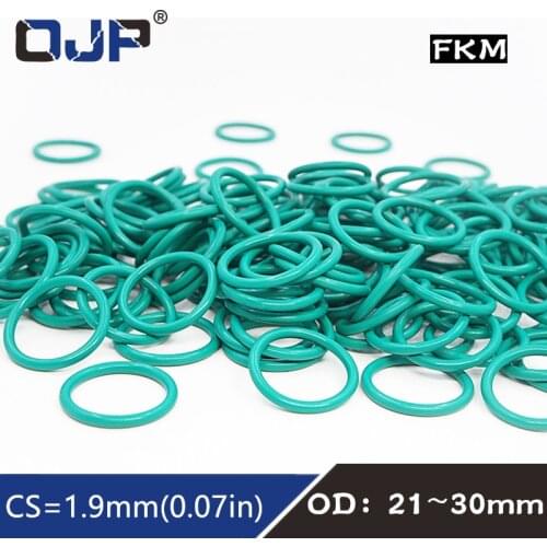 5PCS/lot Rubber Ring Green FKM O ring Seal 1.9mm Thickness OD21/22/23/24/25/26/27/28/29/30mm Rubber ORing Seal Oil Gasket Washer
