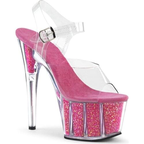 Crystal platform 15cm high heel sandals, stage show 6in high heel pole dancing performance Pole shoes