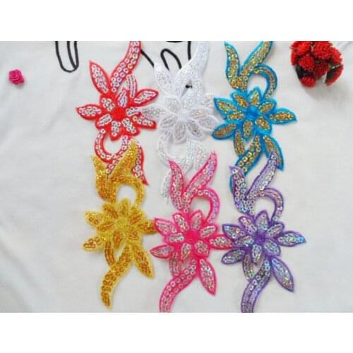 Diy sew on fabric sequins embroidery patch flowers garment embroidered patches for dresses DIY decoration