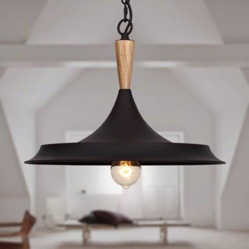 Rural American loft retro industrial iron wood single head chandelier bar dining room lighting