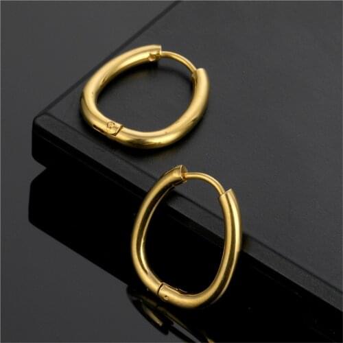 Simple Geometric Hoop Earrings Stainless Steel Gold Color Round Circle Earrings for Women Fashion Punk Jewelry Brincos 2020