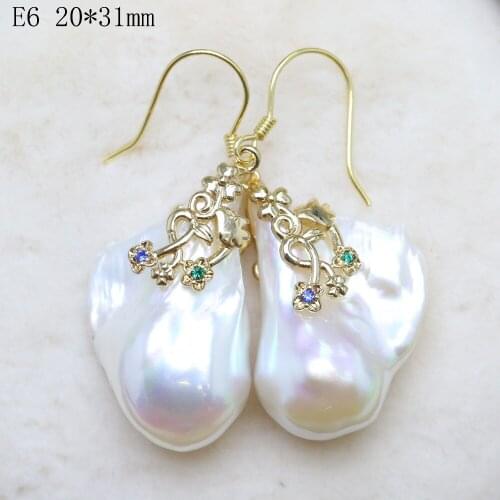 Super flash earring dream Silver natural freshwater pearl baroque pearl shaped pearl earrings Womans Jewellery