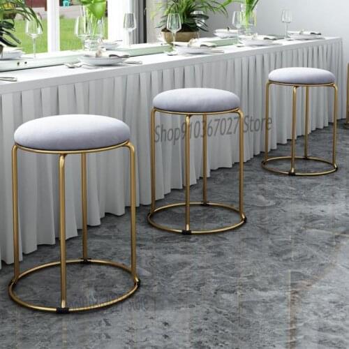 Light Luxury Golden Stool Household Net Red Small Stool Nordic Dining Table Stool Modern Minimalist Lazy Round Bench