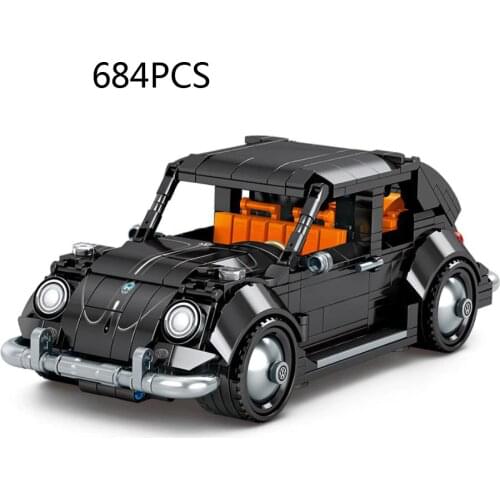 Technical germany classic das auto Vintage car Beetles building block model bricks pull back vehicle toys collection for gifts