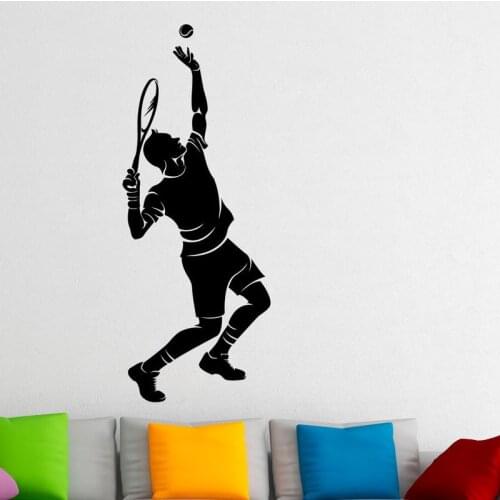 Tennis Player Wall Decal Vinyl Stickers Racquet Sport Home Interior Design Art Wall Murals Bedroom Decor 2247