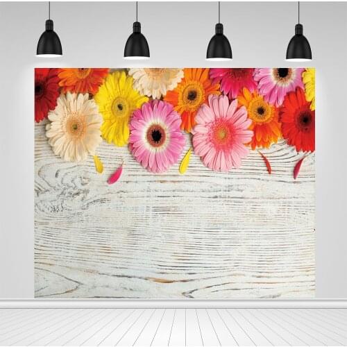 Scopiso White Plank Flower Birthday Party Welt Wooden Backdrops Custom Vinyl Photographic Backgrounds Photo Studio Photophone