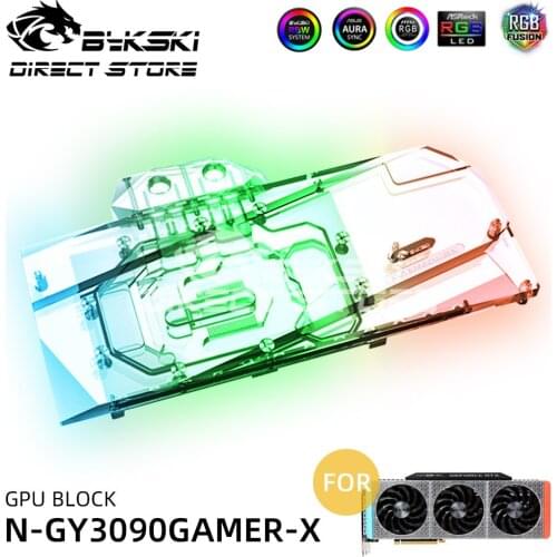 Bykski VGA Water Block Copper Heatsink For GALAXY RTX3090 GAMER OC Full Coverage GPU Blocks Cooler A-RGB 12V/5V N-GY3090GAMER-X