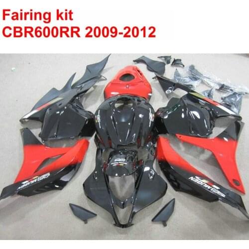 Injection ABS Full Fairing Kit For HONDA CBR600RR 2009 2010 2011 2012 CBR 600 RR Black Red Fairings Sets 09 10 11 12 SZ57