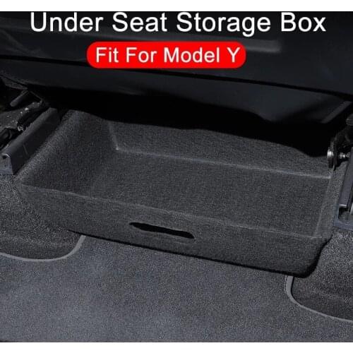 For Tesla Model Y 2021 Under Seat Storage Box High Capacity Organizer Case Felt Cloth Organizer Containers Holder Car Accessorie