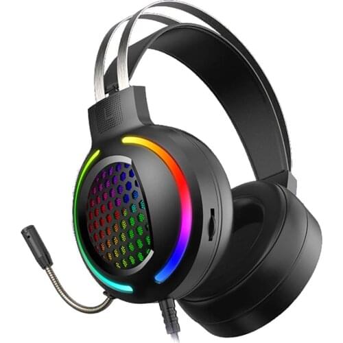 YOUXIU Wired Gaming Headset 7.1 Surround Sound Stereo Earphones Microphone Breathing RGB Light Headphones Deep Bass For PC Gamer