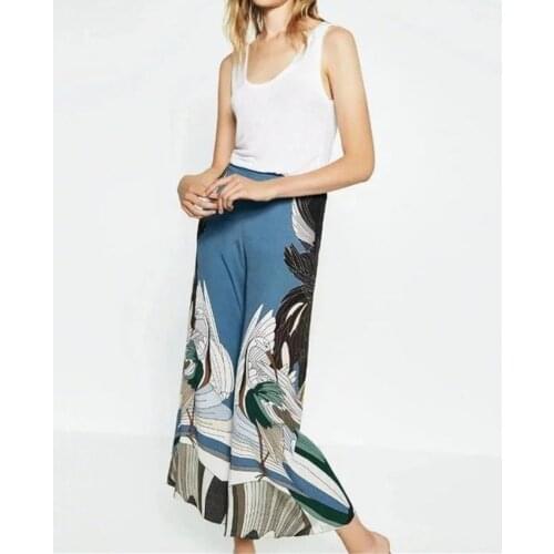 Women Harajuku Kimono Pants Japanese Style Men Fashion Crane Print Vintage Asian Casual Loose Yukata Trousers Samurai Haori