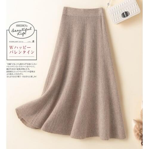 100% pure wool skirt female autumn and winter fashion bag hip pure color knitted cashmere skirtFRSEUCAG brand wholesale