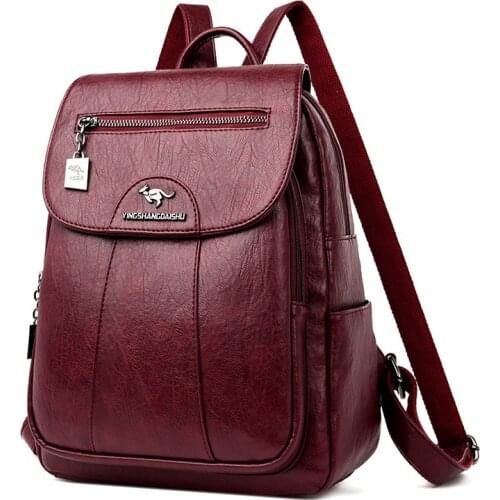 2020 Women PU Leather Backpacks High Quality Sac A Dos Ladies Bagpack Luxury Designer Large Capacity Casual Daypack Girl Mochila