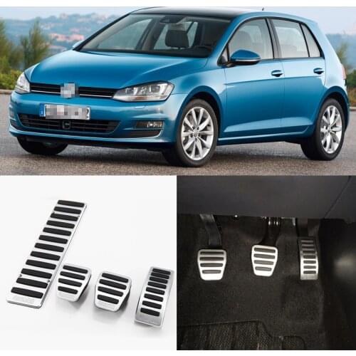 4pcs Aluminium Non Slip Foot Rest Fuel Gas Brake Pedal Cover For VW Golf 2014-2016 MT