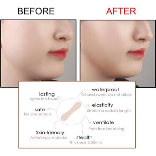 40Pcs/Pack Adhesive Tape Breathable Face Lifting Tighten Chin Sticker V Shaped Invisible Tape Waterproof V Face