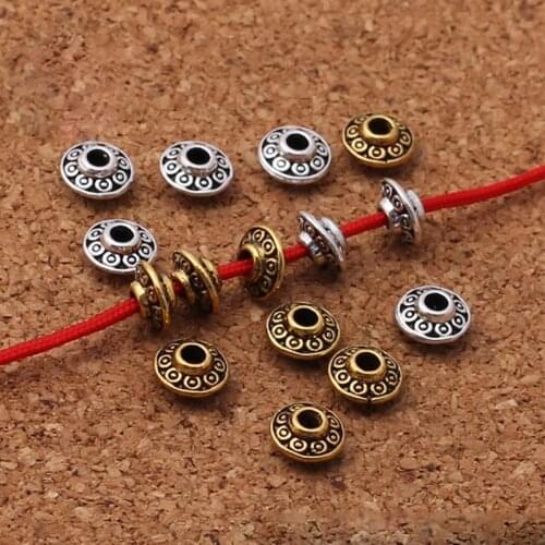 50pcs/lot Antique Silver Color UFO shape Metal Spacer 6x3mm Handmade Craft Zinc Alloy Jewelry Beads DIY Women Necklace Bracelets