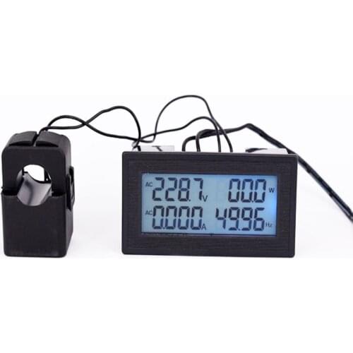 6-in-1 AC60-500V 100A Three-phase AC Voltage Ammeter Blue Backlight Digital Display Multi-function Power Frequency