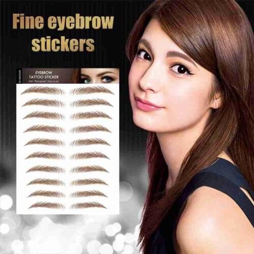9 Pair 3D Hair Like Stick-On Eyebrows Sticker Tattoo Eye Brow Waterproof Longlasting Makeup Decal For Man Women