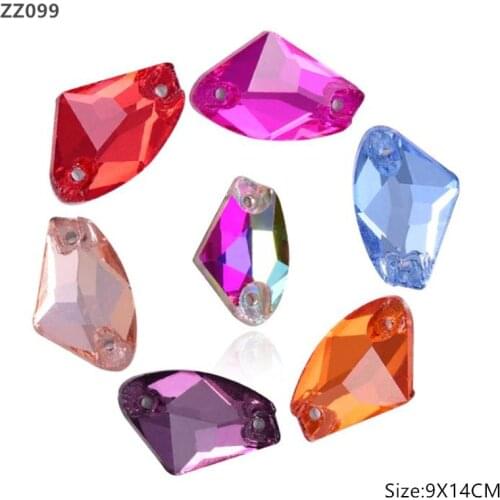 9X14mm Sew on Rhinestones стразы Axe shape crystal flatback with two holes beads for clothes shoes bags DIY accessories ZZ099