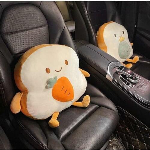 Car Lumbar Support Seat Back Cushion Pillow Cartton Carrot Toast Creative Home Office Car Waist Pillow Car Interior Supplies