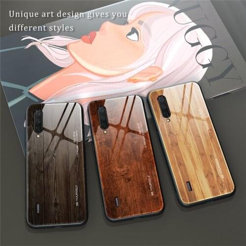 Luxury Wood grain Tempered Glass phone case For Xiaomi Redmi Note 9S 9 8 8T 6 7 5 Pro K20 K30 7A 8A Mi 9 A3 10 9T CC9 Pro Cases
