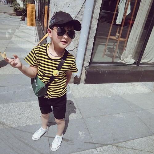 Children Summer Clothing 2018 New Boys Striped T Shirt Cotton Fashion Tee Shirt for Girl Kids Short-sleeve Top Tees Baby Clothes